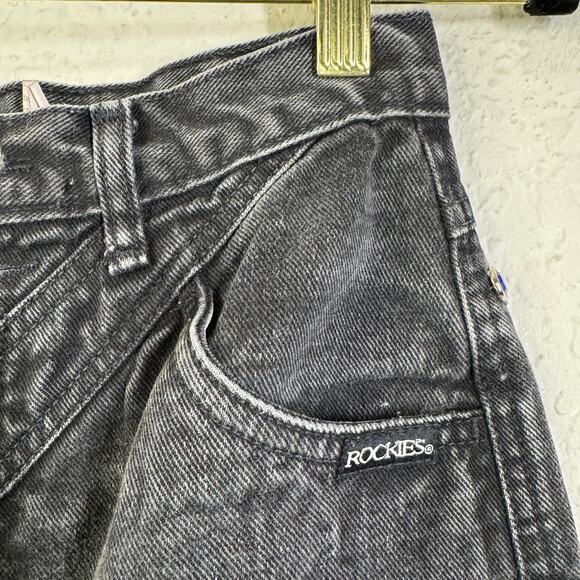 ROCKIES ROCKY MOUNTAIN Jeans 26 VTG Black Washed Bare Back Rhinestone Cowgirl - Picture 6 of 14